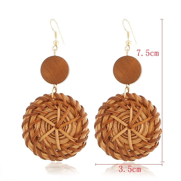 Wholesale vintage bamboo rattan hand-woven earrings JDC-ES-ManY001 Earrings 满溢 Wholesale Jewelry JoyasDeChina Joyas De China