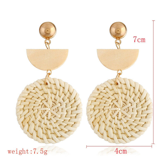 Wholesale vintage bamboo rattan hand-woven earrings JDC-ES-ManY001 Earrings 满溢 Wholesale Jewelry JoyasDeChina Joyas De China
