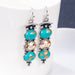 Wholesale vintage betel crystal long turquoise earrings JDC-ES-saip043 Earrings 赛蒲 Wholesale Jewelry JoyasDeChina Joyas De China