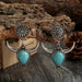 Wholesale vintage bull head water drop turquoise stud earrings JDC-ES-saip042 Earrings 赛蒲 Wholesale Jewelry JoyasDeChina Joyas De China