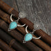 Wholesale vintage bull head water drop turquoise stud earrings JDC-ES-saip042 Earrings 赛蒲 Wholesale Jewelry JoyasDeChina Joyas De China