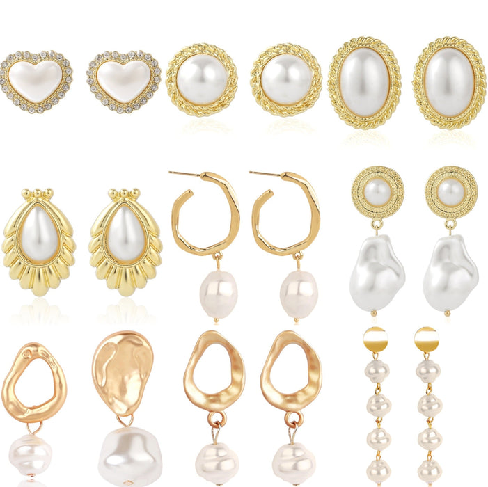 Wholesale vintage court style pearl stud earrings JDC-ES-ManY002 Earrings 满溢 Wholesale Jewelry JoyasDeChina Joyas De China