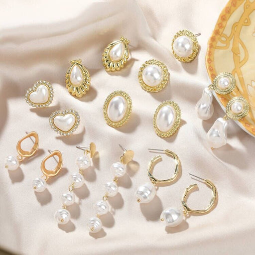 Wholesale vintage court style pearl stud earrings JDC-ES-ManY002 Earrings 满溢 Wholesale Jewelry JoyasDeChina Joyas De China