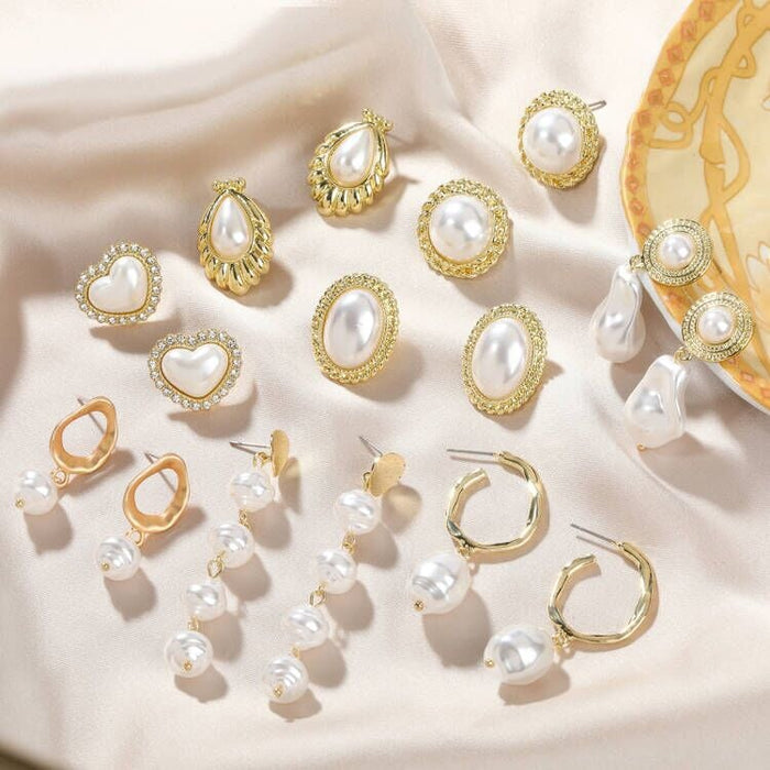 Wholesale vintage court style pearl stud earrings JDC-ES-ManY002 Earrings 满溢 Wholesale Jewelry JoyasDeChina Joyas De China
