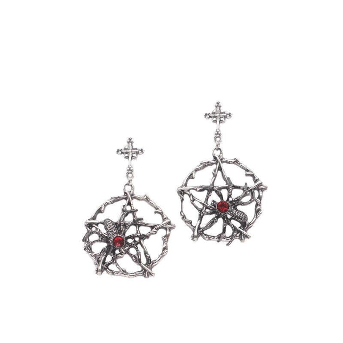 Wholesale vintage cross pentagram spider alloy earrings JDC-ES-YYFF011 Earrings 燕羽飞飞 Silver needle Wholesale Jewelry JoyasDeChina Joyas De China