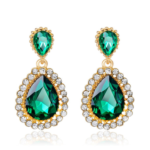 Wholesale vintage crystal green long alloy earrings JDC-ES-GSDB048 Earrings 丹比华比 Wholesale Jewelry JoyasDeChina Joyas De China