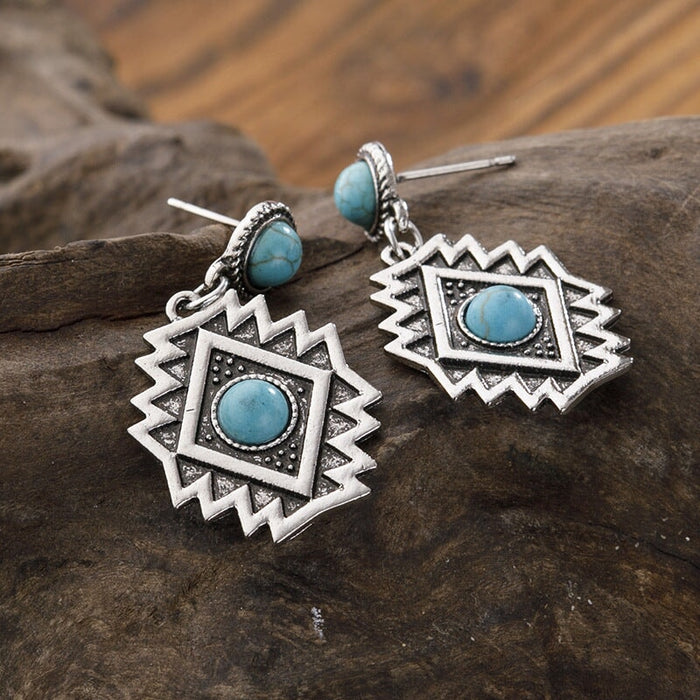 Wholesale vintage diamond turquoise earrings JDC-ES-saip035 Earrings 赛蒲 Wholesale Jewelry JoyasDeChina Joyas De China