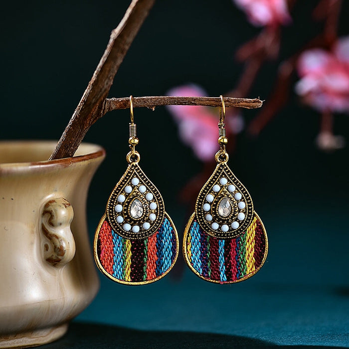 Wholesale vintage ethnic style weave diamond earrings JDC-ES-daiq023 Earrings 黛茜 Wholesale Jewelry JoyasDeChina Joyas De China