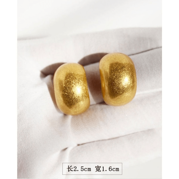 Wholesale Vintage Gold Bean Stud Earrings 925 Silver Needles JDC-ES-BaoLi002 Earrings 宝莉 Wholesale Jewelry JoyasDeChina Joyas De China