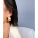 Wholesale Vintage Gold Bean Stud Earrings 925 Silver Needles JDC-ES-BaoLi002 Earrings 宝莉 Wholesale Jewelry JoyasDeChina Joyas De China