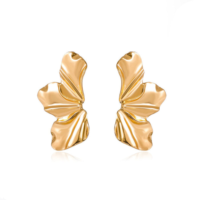 Wholesale Vintage Gold Matte Irregular Petal Alloy Earrings JDC-ES-D764 Earrings 晴雯 01 Wholesale Jewelry JoyasDeChina Joyas De China