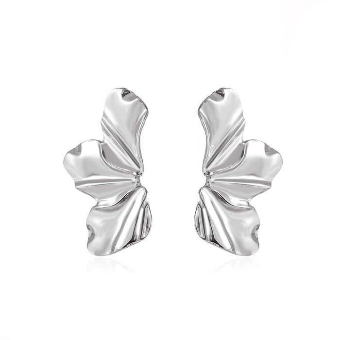 Wholesale Vintage Gold Matte Irregular Petal Alloy Earrings JDC-ES-D764 Earrings 晴雯 02 Wholesale Jewelry JoyasDeChina Joyas De China