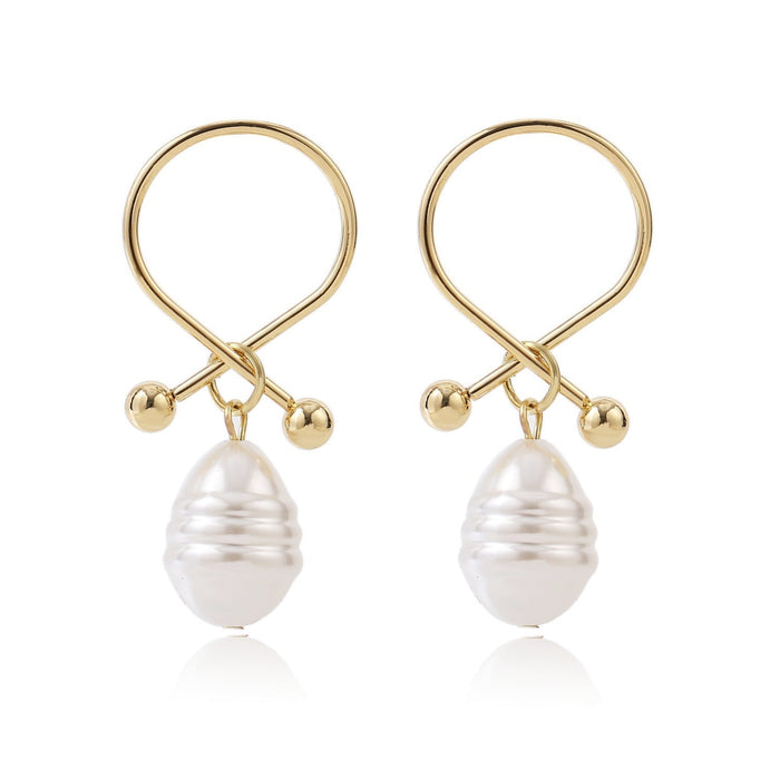 Wholesale vintage gold pearl geometric metal earrings JDC-ES-ManY011 Earrings 满溢 Wholesale Jewelry JoyasDeChina Joyas De China
