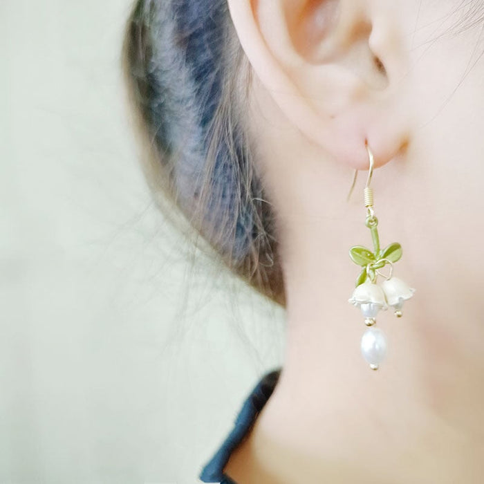 Wholesale vintage green orchid flower alloy earrings JDC-ES-HZQ008 Earrings 青之荷 1 Wholesale Jewelry JoyasDeChina Joyas De China