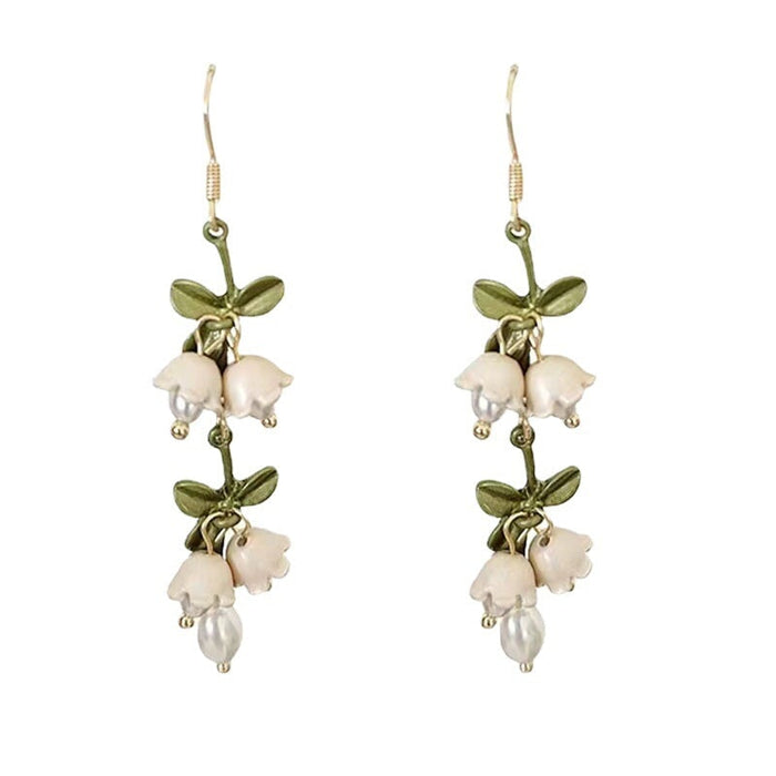 Wholesale vintage green orchid flower alloy earrings JDC-ES-HZQ008 Earrings 青之荷 Wholesale Jewelry JoyasDeChina Joyas De China