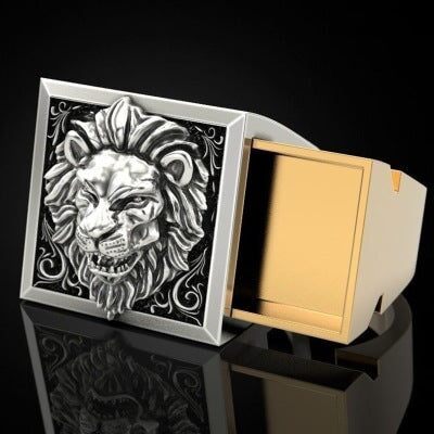 Wholesale vintage lion two-piece alloy ring JDC-RS-hengzi004 Rings 恒姿 1 6 Wholesale Jewelry JoyasDeChina Joyas De China