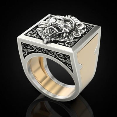 Wholesale vintage lion two-piece alloy ring JDC-RS-hengzi004 Rings 恒姿 Wholesale Jewelry JoyasDeChina Joyas De China