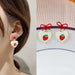 Wholesale vintage red geometric bow New Year's love cherry stud alloy earrings JDC-ES-HZQ001 Earrings 青之荷 Wholesale Jewelry JoyasDeChina Joyas De China