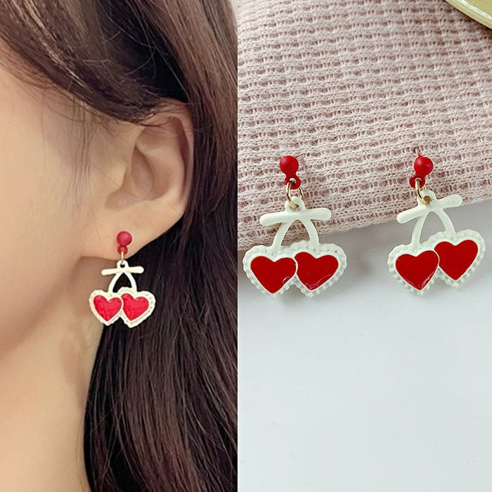 Wholesale vintage red geometric bow New Year's love cherry stud alloy earrings JDC-ES-HZQ001 Earrings 青之荷 3 Wholesale Jewelry JoyasDeChina Joyas De China