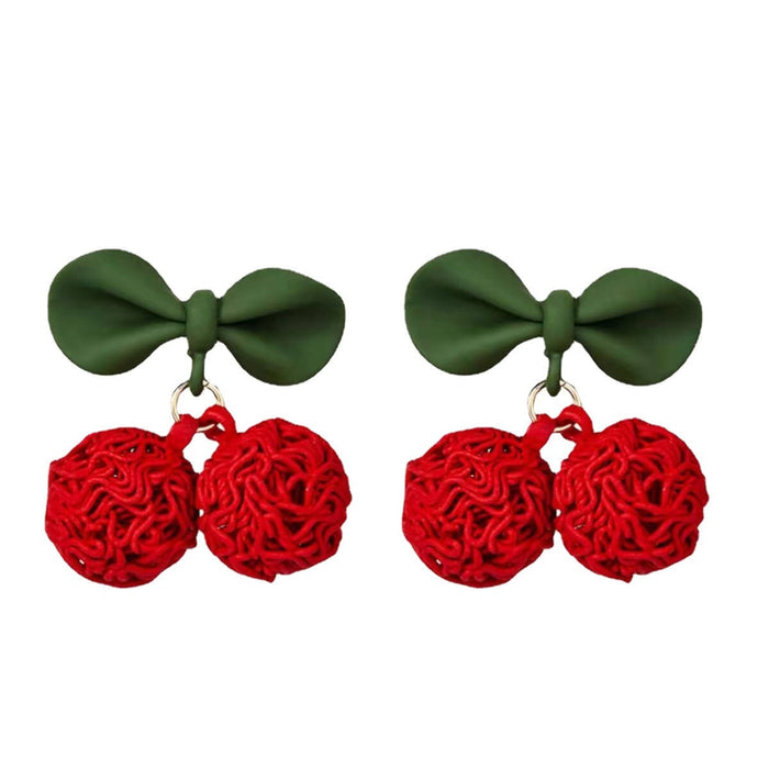 Wholesale vintage red geometric bow New Year's love cherry stud alloy earrings JDC-ES-HZQ001 Earrings 青之荷 Wholesale Jewelry JoyasDeChina Joyas De China