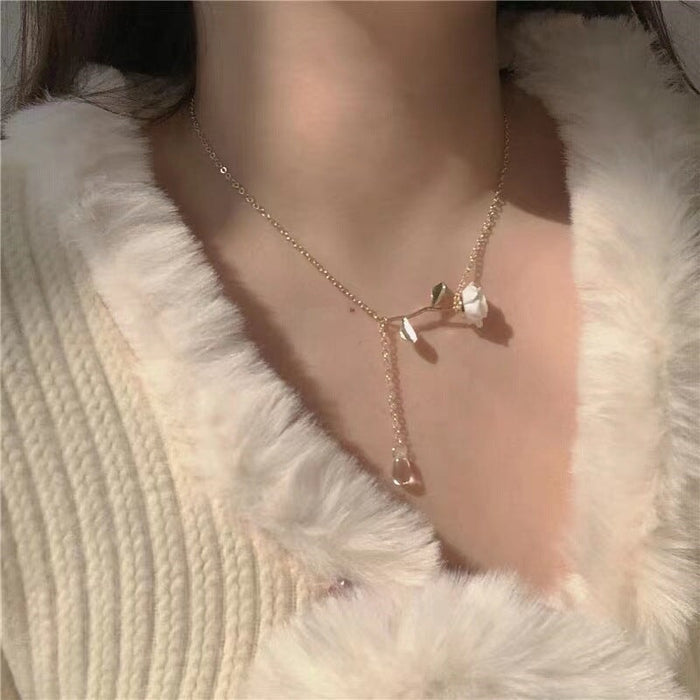 Wholesale vintage rose camellia flower necklace JDC-NE-CanZ001 Necklaces 阿柴 Drops of water Wholesale Jewelry JoyasDeChina Joyas De China