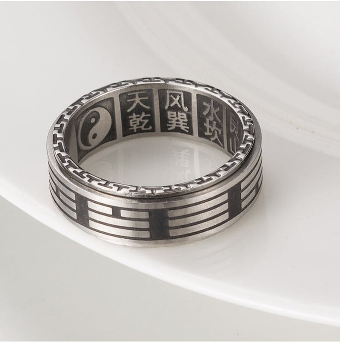 Wholesale vintage tai chi bagua yin yang fish stainless steel ring JDC-RS-QianF006 Rings 千风 Wholesale Jewelry JoyasDeChina Joyas De China