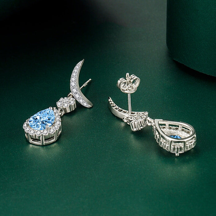 Wholesale vintage tassel yellow diamond water drop moon plated silver earrings JDC-ES-BZ016 Earrings 标志 Wholesale Jewelry JoyasDeChina Joyas De China