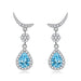 Wholesale vintage tassel yellow diamond water drop moon plated silver earrings JDC-ES-BZ016 Earrings 标志 blue Wholesale Jewelry JoyasDeChina Joyas De China