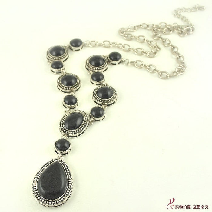 Wholesale Vintage Turquoise Alloy Sweater Chain Necklace JDC-NE-YF208 Necklaces 友菲 Wholesale Jewelry JoyasDeChina Joyas De China