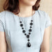 Wholesale Vintage Turquoise Alloy Sweater Chain Necklace JDC-NE-YF208 Necklaces 友菲 Wholesale Jewelry JoyasDeChina Joyas De China