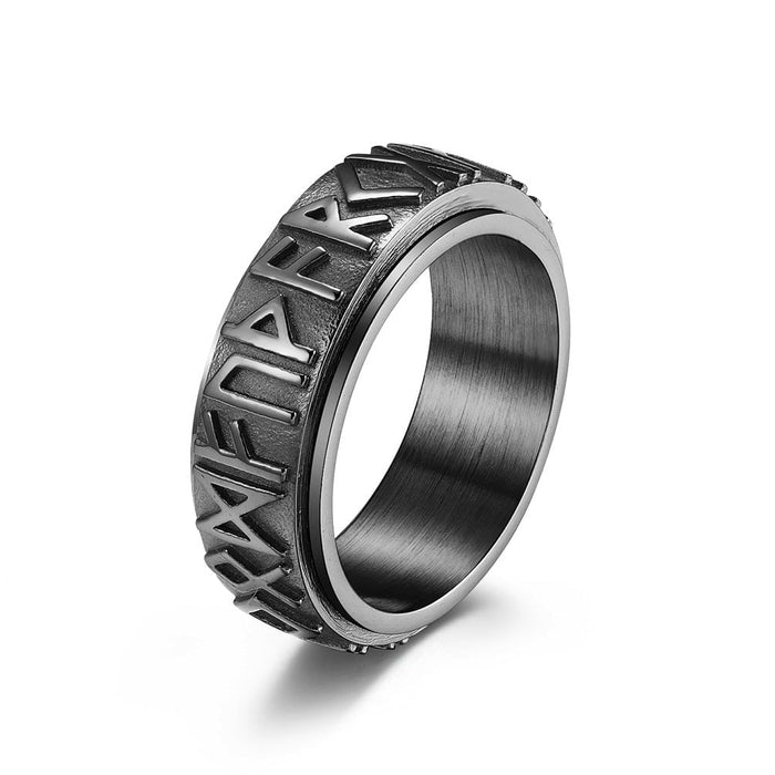 Wholesale vintage unzipped Lune letter stainless steel rotary moving ring ring JDC-RS-QianF007 Rings 千风 Wholesale Jewelry JoyasDeChina Joyas De China