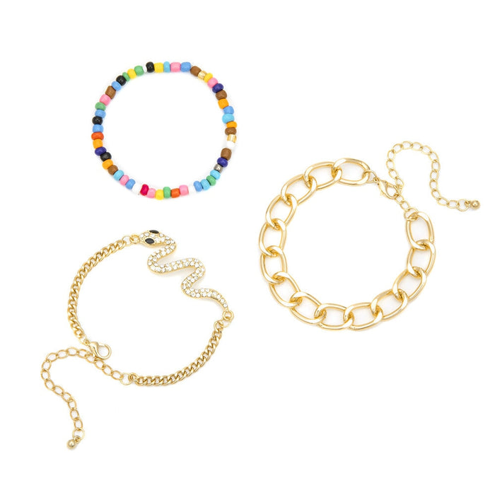Wholesale vintage vintage snake-cut rice bead bracelet three-piece set JDC-BT-Yida002 Bracelet 宜达 1 Wholesale Jewelry JoyasDeChina Joyas De China