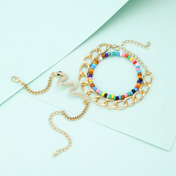 Wholesale vintage vintage snake-cut rice bead bracelet three-piece set JDC-BT-Yida002 Bracelet 宜达 Wholesale Jewelry JoyasDeChina Joyas De China