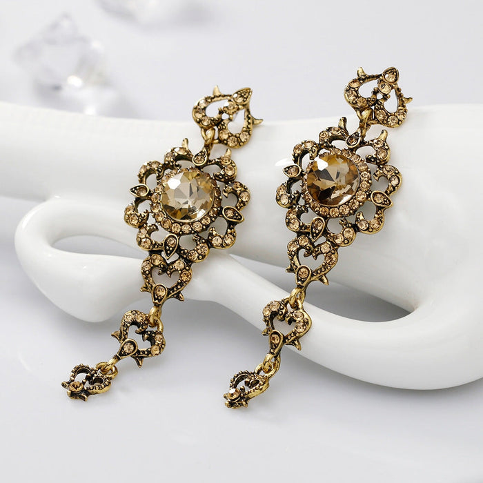 Wholesale vintage water drop tassel long alloy earrings JDC-ES-GSDB042 Earrings 丹比华比 Wholesale Jewelry JoyasDeChina Joyas De China