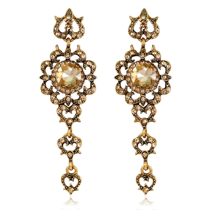 Wholesale vintage water drop tassel long alloy earrings JDC-ES-GSDB042 Earrings 丹比华比 yellow Wholesale Jewelry JoyasDeChina Joyas De China