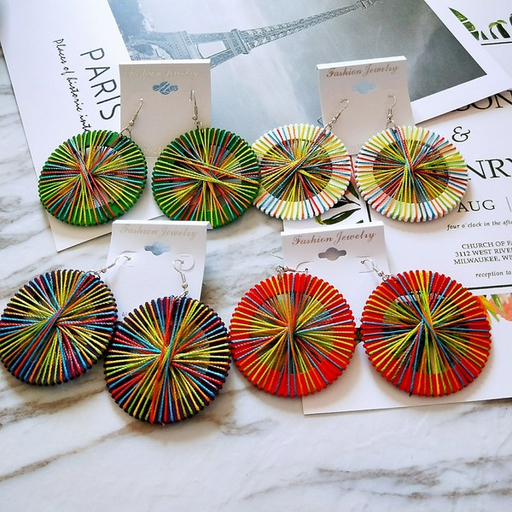 Wholesale Vintage Wood Bound Round Wood Geometric Drop Earrings MOQ≥2 JDC-ES-AnX007 Earrings 安修 Wholesale Jewelry JoyasDeChina Joyas De China