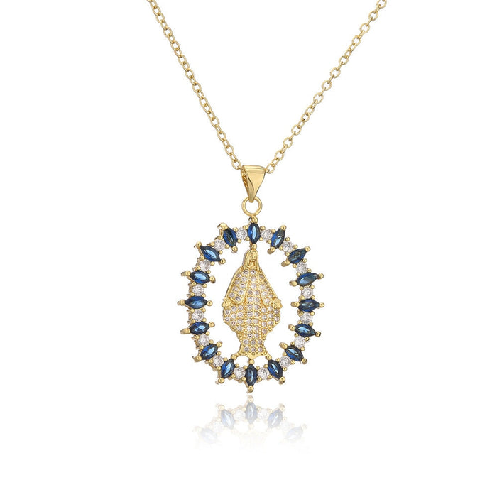 Wholesale Virgin Mary copper plated micro-zircon gold necklace JDC-NE-AG141 Necklaces 澳古 2 Wholesale Jewelry JoyasDeChina Joyas De China