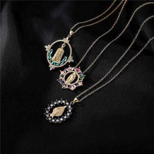 Wholesale Virgin Mary copper plated micro-zircon gold necklace JDC-NE-AG141 Necklaces 澳古 Wholesale Jewelry JoyasDeChina Joyas De China