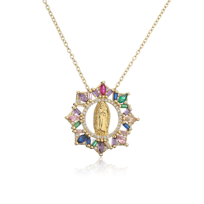 Wholesale Virgin Mary copper plated micro-zircon gold necklace JDC-NE-AG141 Necklaces 澳古 3 Wholesale Jewelry JoyasDeChina Joyas De China