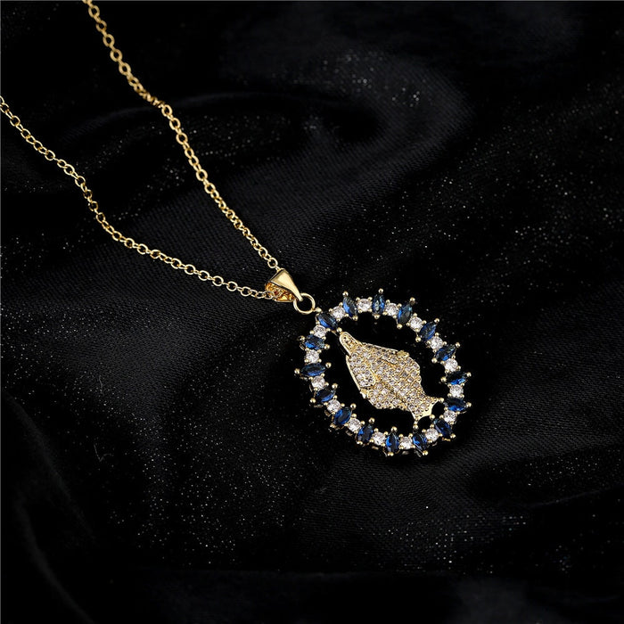 Wholesale Virgin Mary copper plated micro-zircon gold necklace JDC-NE-AG141 Necklaces 澳古 Wholesale Jewelry JoyasDeChina Joyas De China