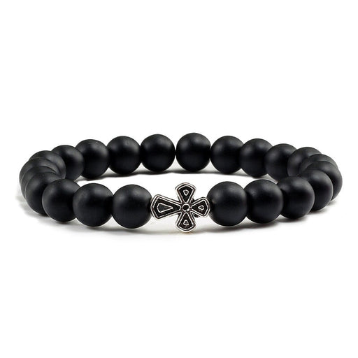 Wholesale Volcanic Frosted Stone Natural Stone Cross Beaded Bracelet JDC-BT-JiuJ014 Bracelet 九江 Wholesale Jewelry JoyasDeChina Joyas De China