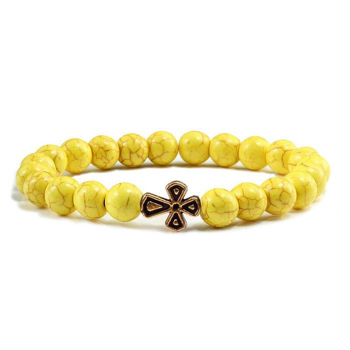 Wholesale Volcanic Frosted Stone Natural Stone Cross Beaded Bracelet JDC-BT-JiuJ014 Bracelet 九江 Wholesale Jewelry JoyasDeChina Joyas De China
