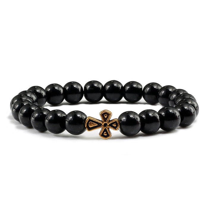 Wholesale Volcanic Frosted Stone Natural Stone Cross Beaded Bracelet JDC-BT-JiuJ014 Bracelet 九江 lianghei Wholesale Jewelry JoyasDeChina Joyas De China