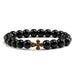 Wholesale Volcanic Frosted Stone Natural Stone Cross Beaded Bracelet JDC-BT-JiuJ014 Bracelet 九江 lianghei Wholesale Jewelry JoyasDeChina Joyas De China