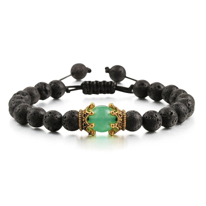Wholesale Volcanic Stone Natural Stone Crown Beaded Bracelet JDC-BT-JiuJ011 Bracelet 九江 Wholesale Jewelry JoyasDeChina Joyas De China