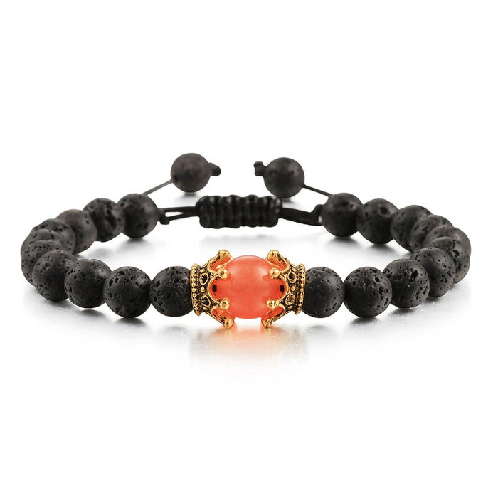 Wholesale Volcanic Stone Natural Stone Crown Beaded Bracelet JDC-BT-JiuJ011 Bracelet 九江 Wholesale Jewelry JoyasDeChina Joyas De China