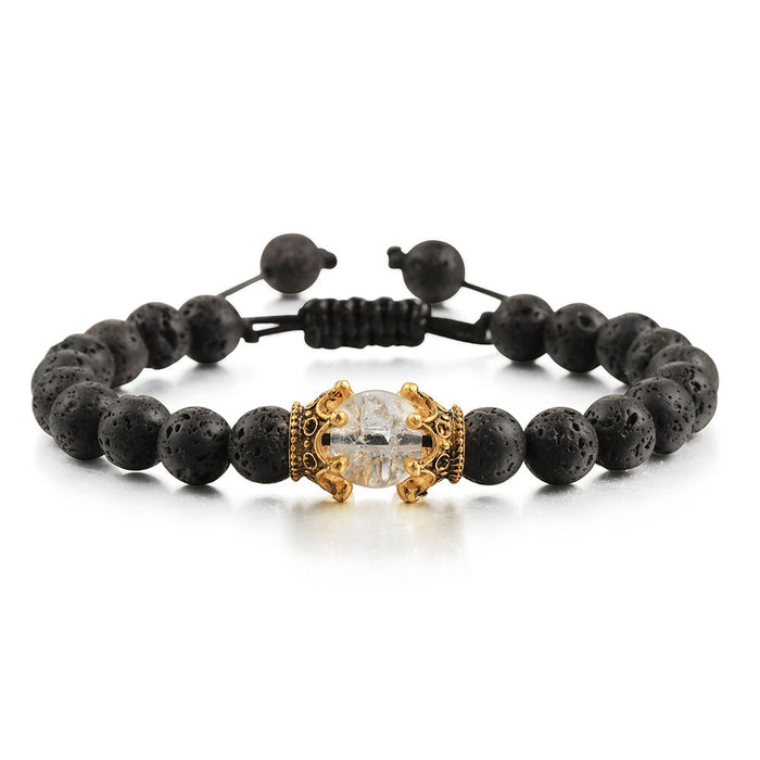 Wholesale Volcanic Stone Natural Stone Crown Beaded Bracelet JDC-BT-JiuJ011 Bracelet 九江 Wholesale Jewelry JoyasDeChina Joyas De China