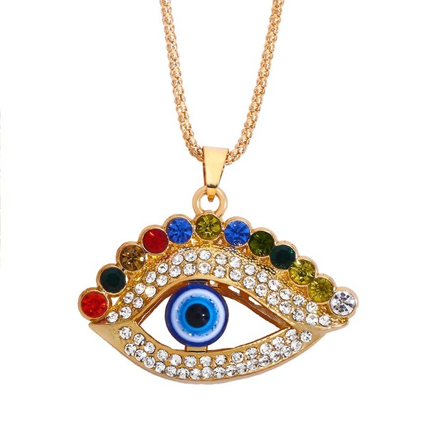 Bulk Jewelry Wholesale water drill long eyelash devil's eye necklace  JDC-as007 Wholesale factory from China YIWU China