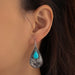 Wholesale water drop cactus carved turquoise earrings JDC-ES-saip038 Earrings 赛蒲 Wholesale Jewelry JoyasDeChina Joyas De China
