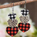 Wholesale Water Drop Heart Shaped Red Plaid Leather Earrings JDC-ES-Saip002 Earrings 赛蒲 Wholesale Jewelry JoyasDeChina Joyas De China